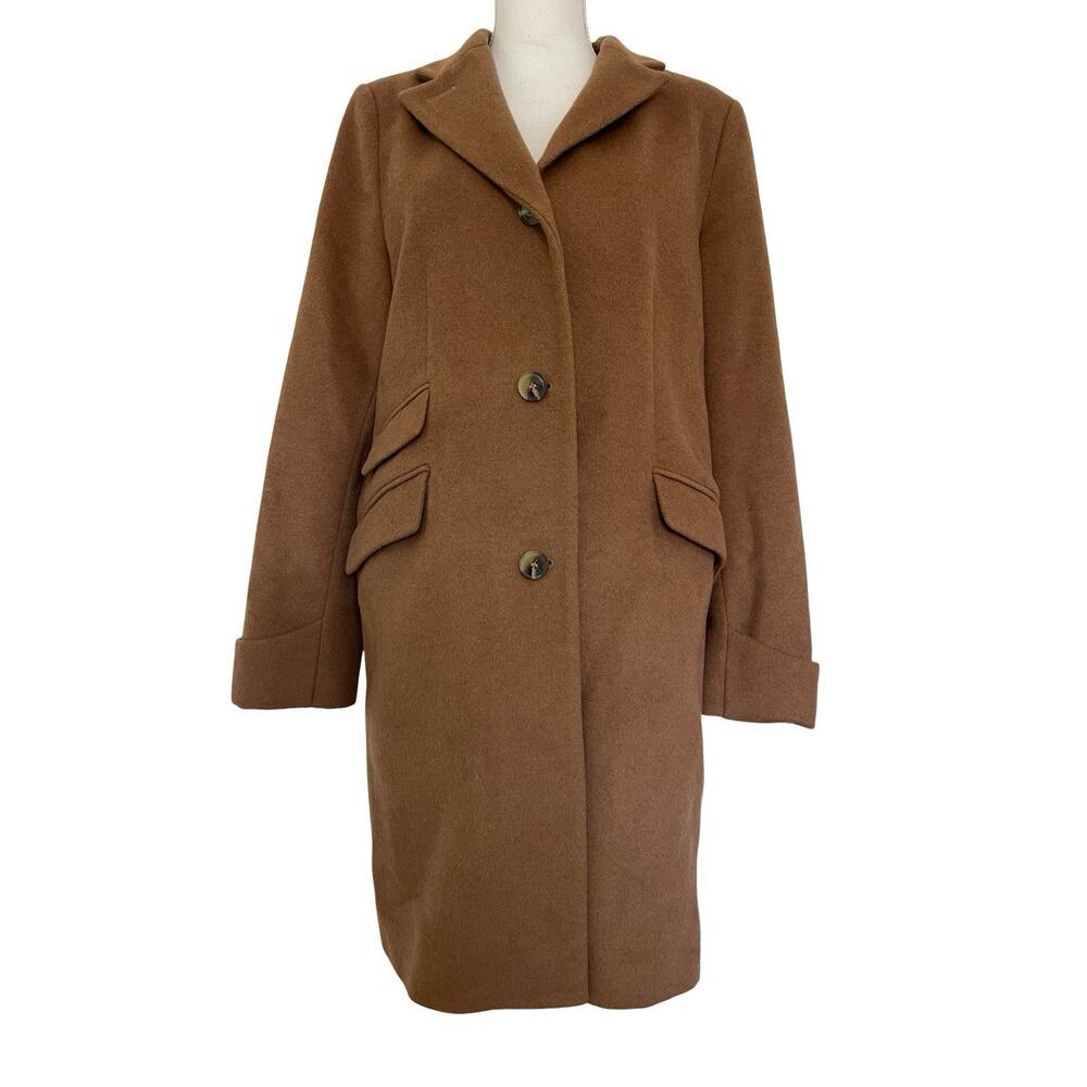 Lauren Ralph Lauren Womens Wool‎ Blend Walker Coat Size 14 Camel Brown Old Money